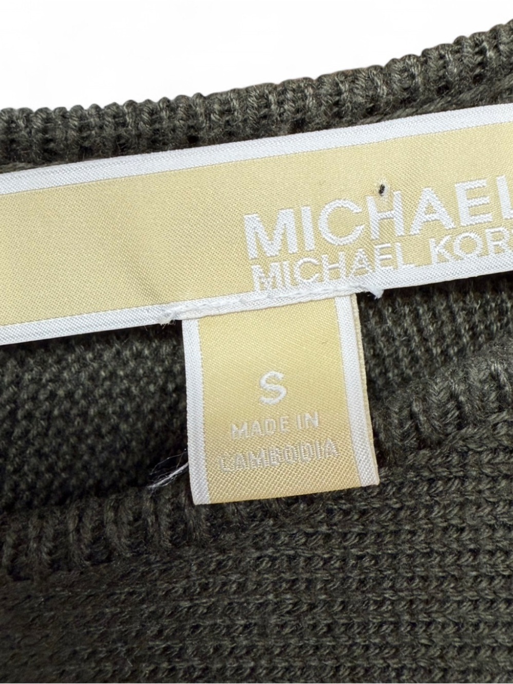 Michael Kors Olive Green Ribbed High-Low Sweater with Back Zipper - Small - Picture 2 of 7